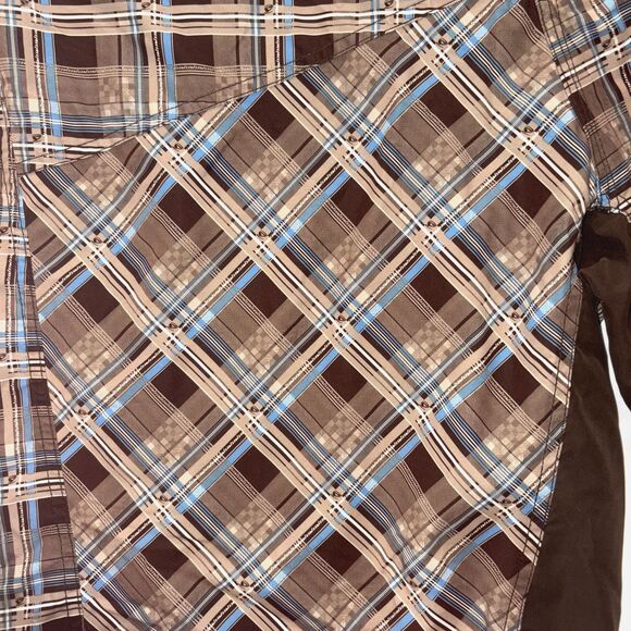 Reef Men’s Board Shorts Sz 38 Brown Blue Plaid Swim Surf Trunks Beachwear - Picture 4 of 4